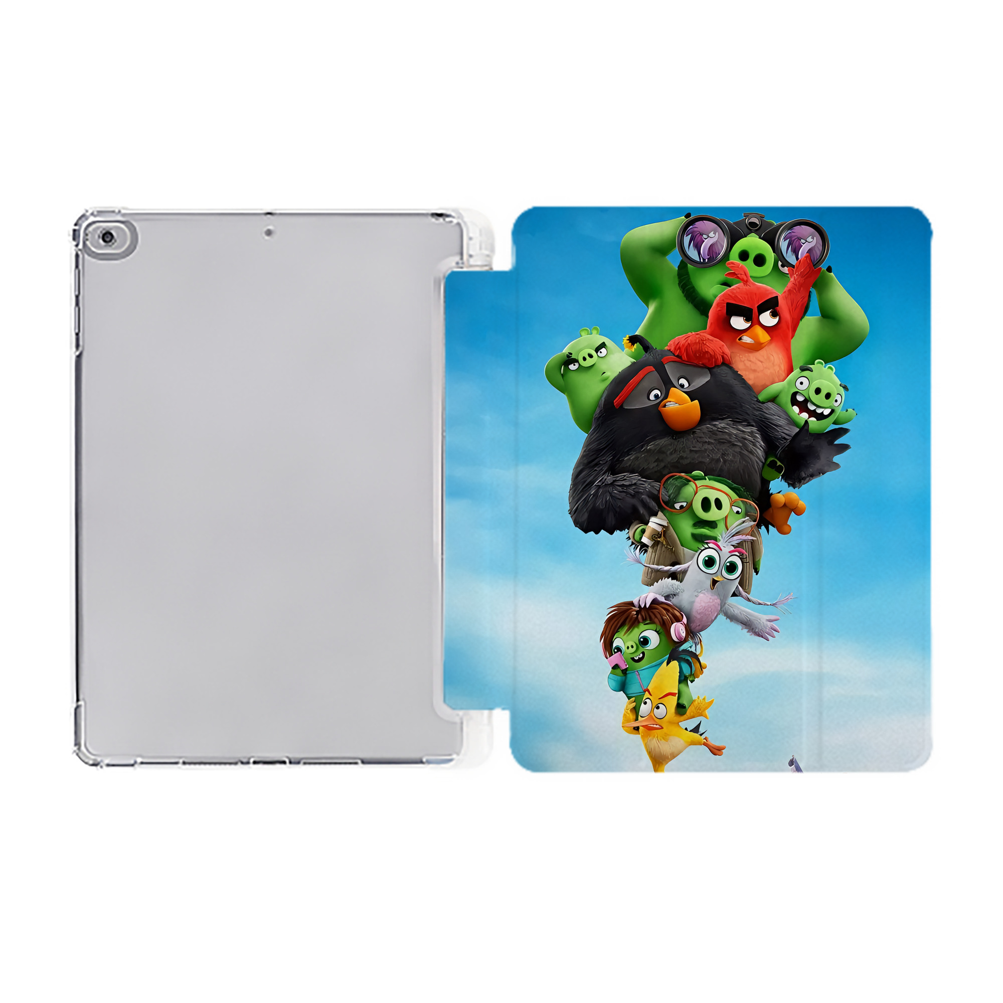 （画像用） Angry Birds アングリーバード IPad ケース ペン収納付き 三つ折りスタンド PUレザー×シリコン 対応機種9.5/10.5/10.9インチ